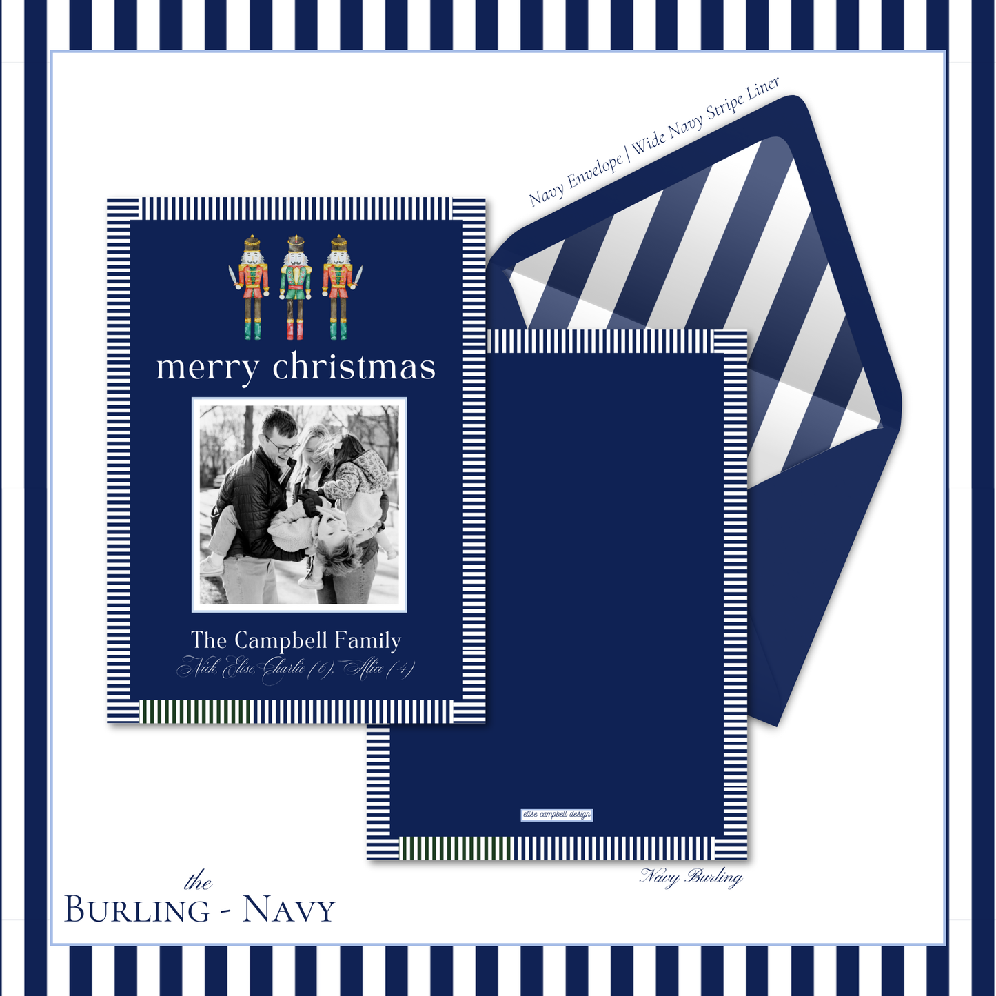 Burling Holiday Card | Vertical | Navy