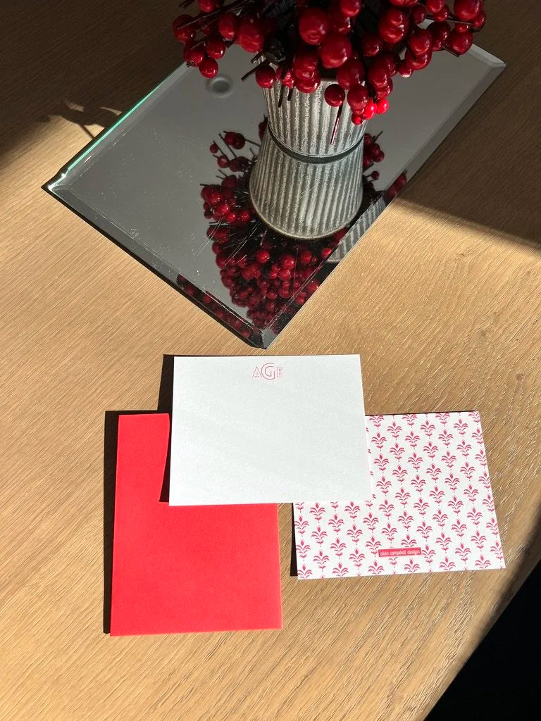 Red Blockprint Notecards