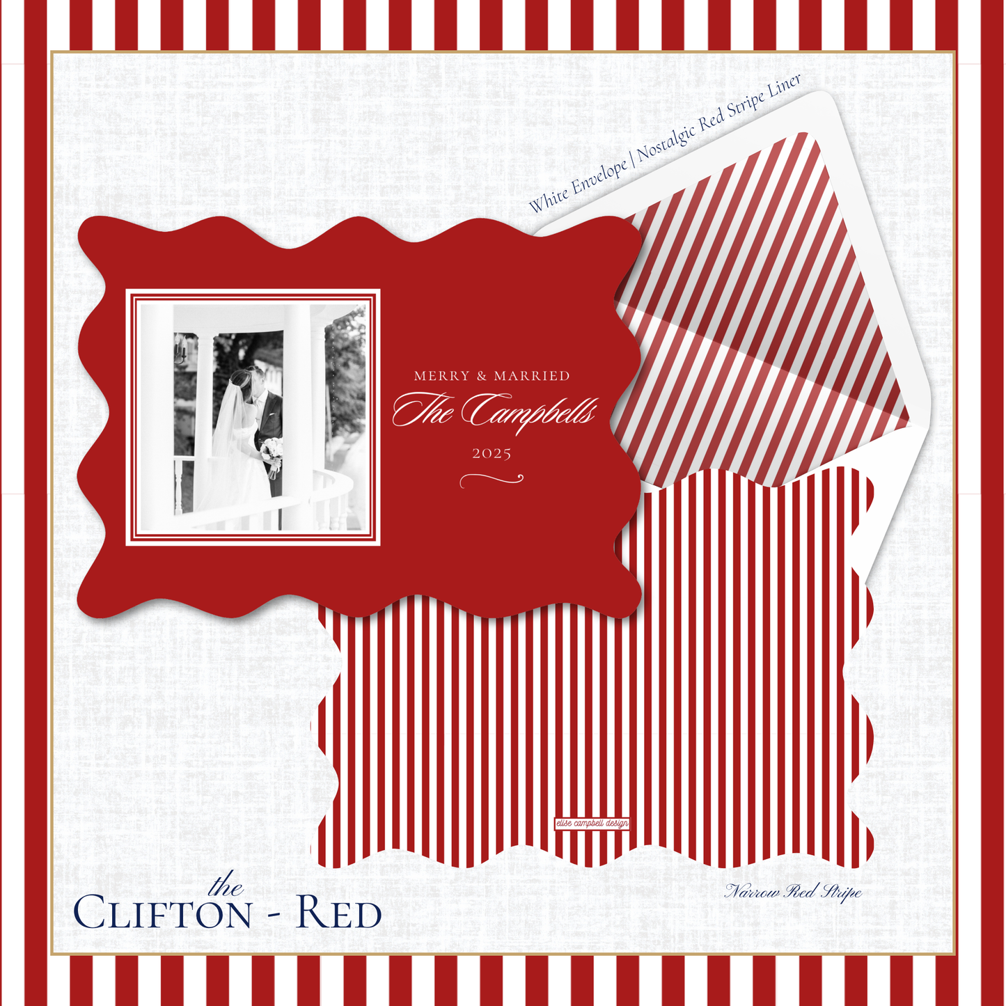 Clifton Holiday Card | Horizontal | Crimson