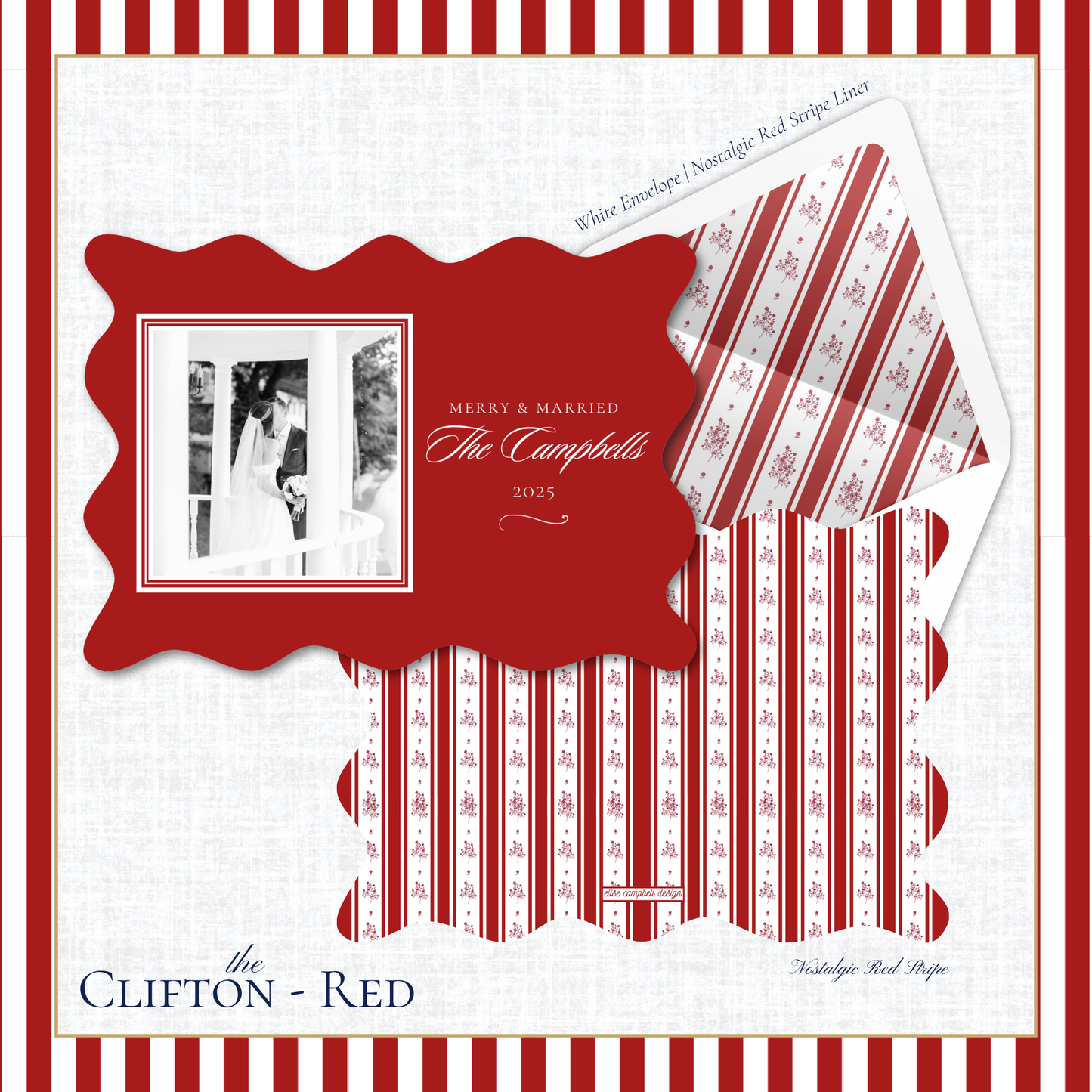 Clifton Holiday Card | Horizontal | Crimson