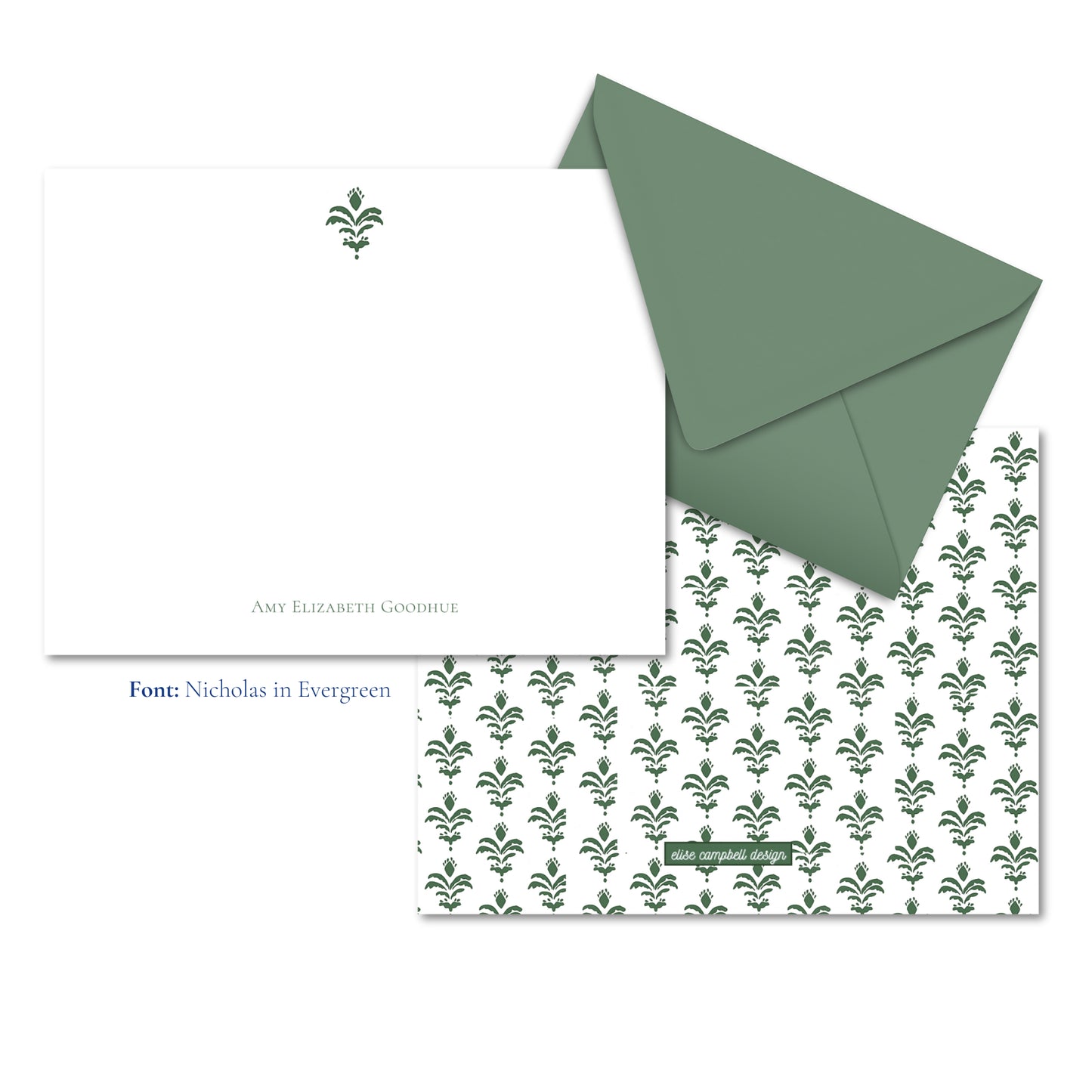 Evergreen Blockprint Notecards