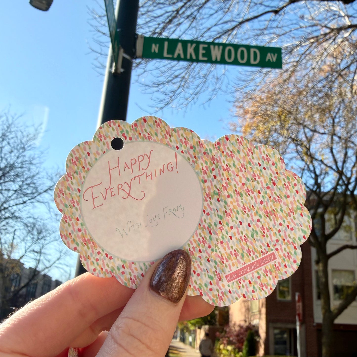 Aurora Noël Gift Tag - Scalloped Circle