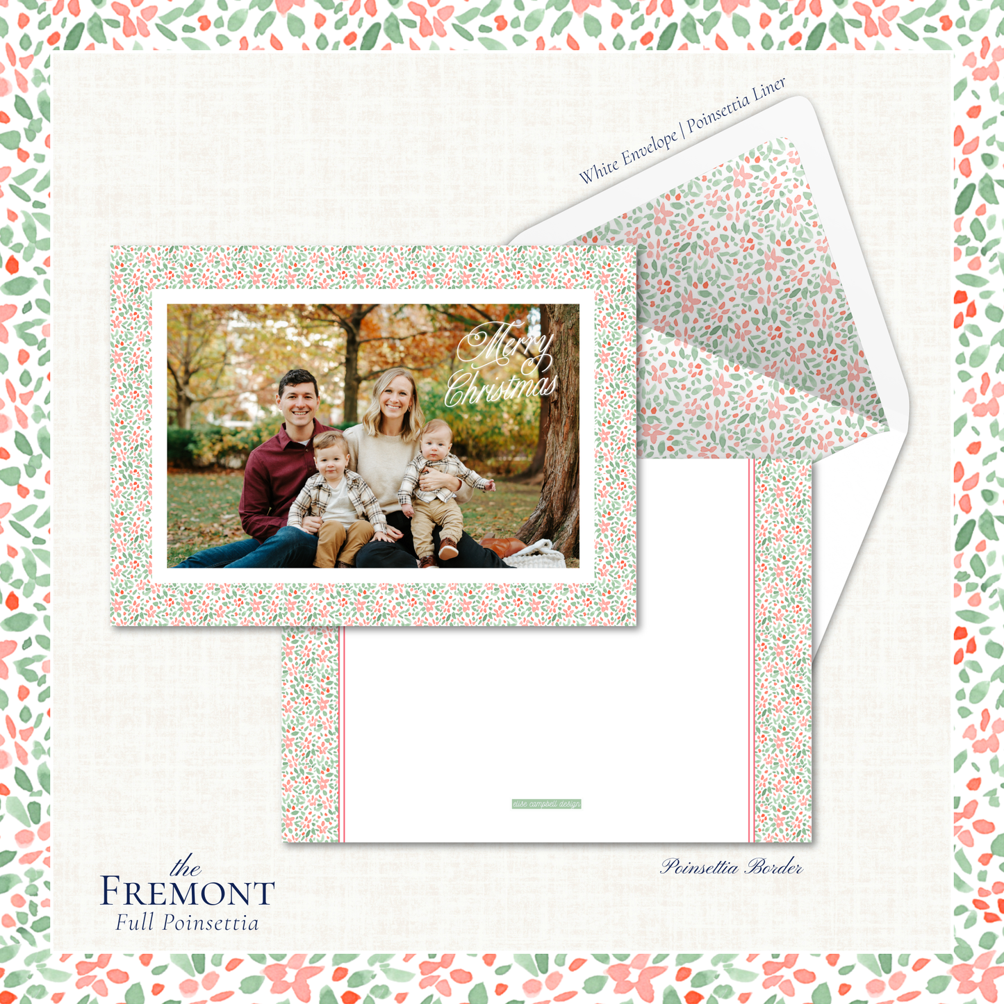 Fremont Holiday Card | Horizontal | Full Poinsettia