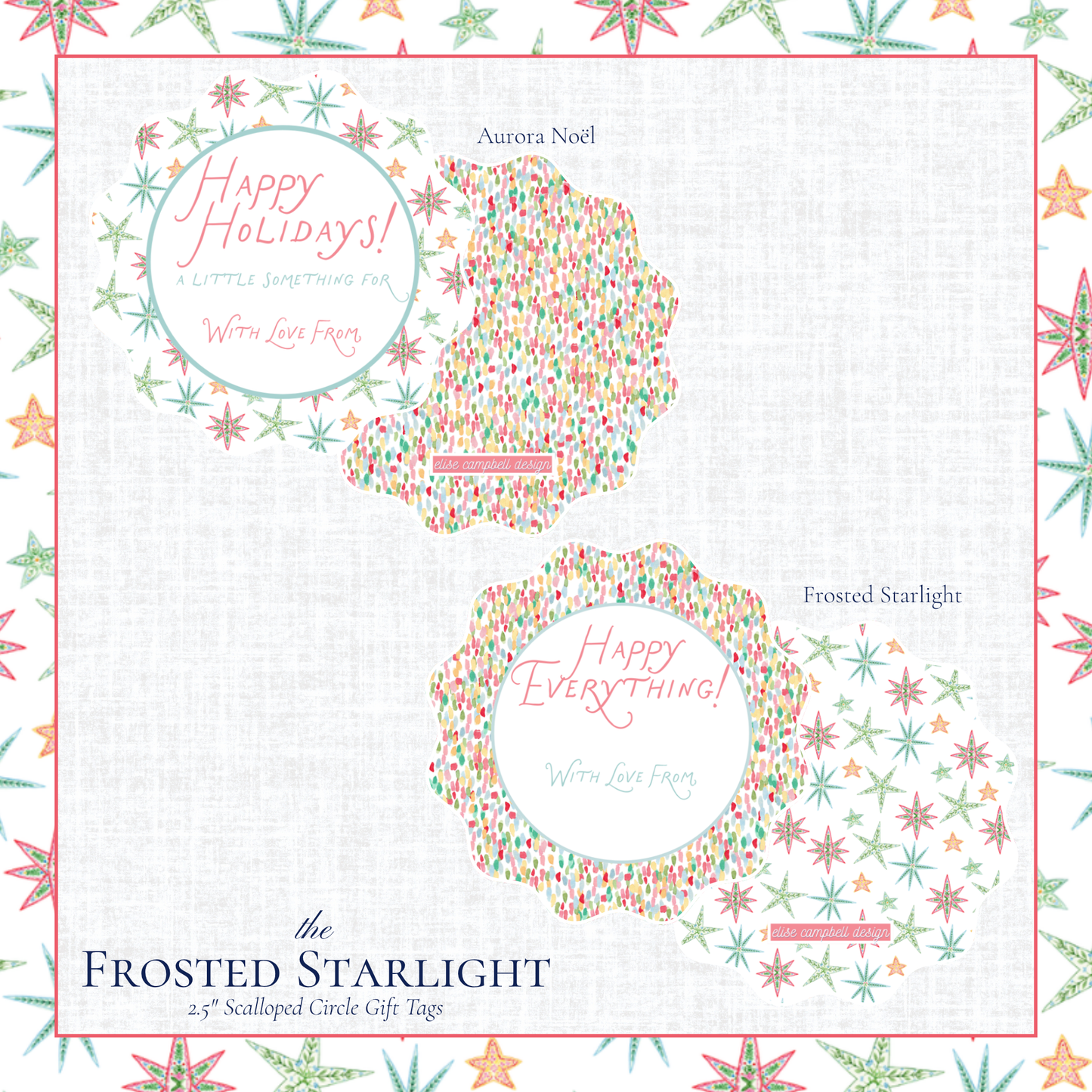 Frosted Starlight Gift Tag - Scalloped Circle