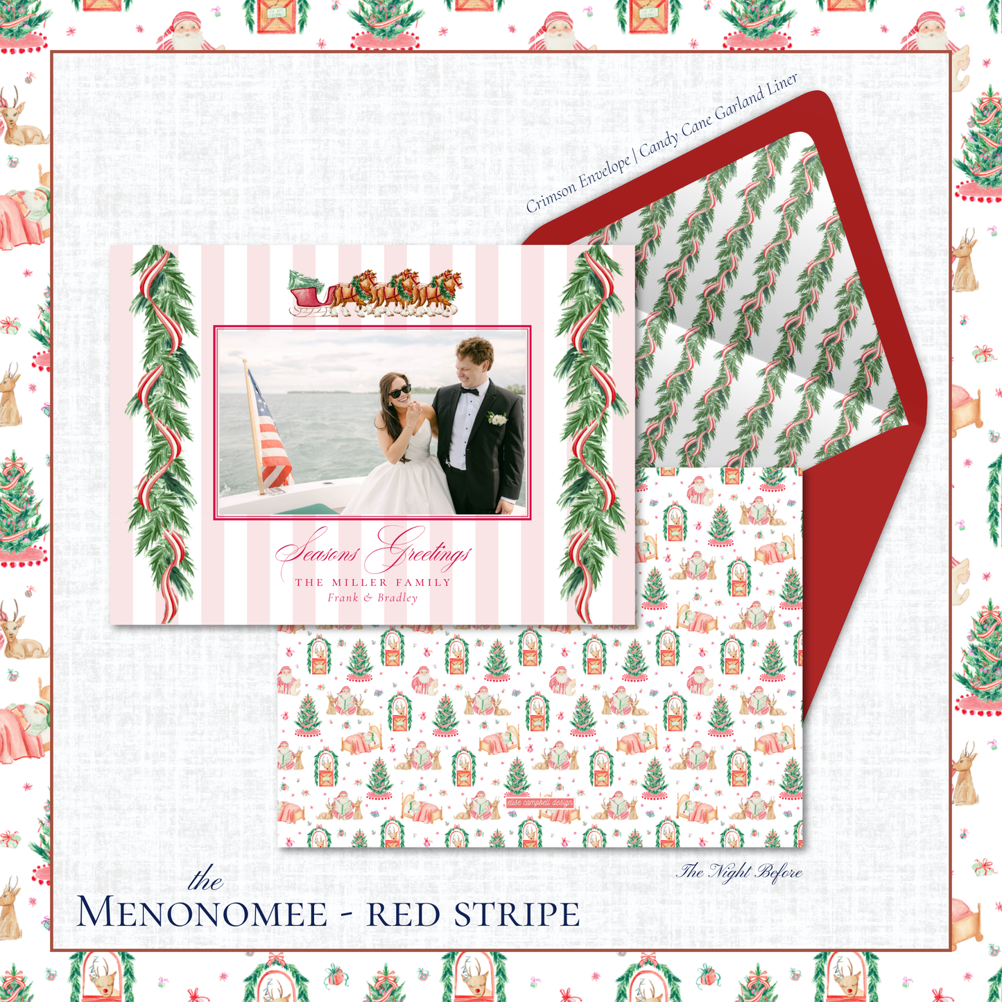 Menonomee Holiday Card | Horizontal | Red Stripe Horse