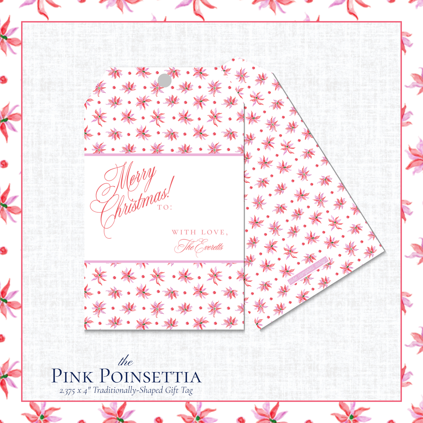 Pink Poinsettia Gift Tag