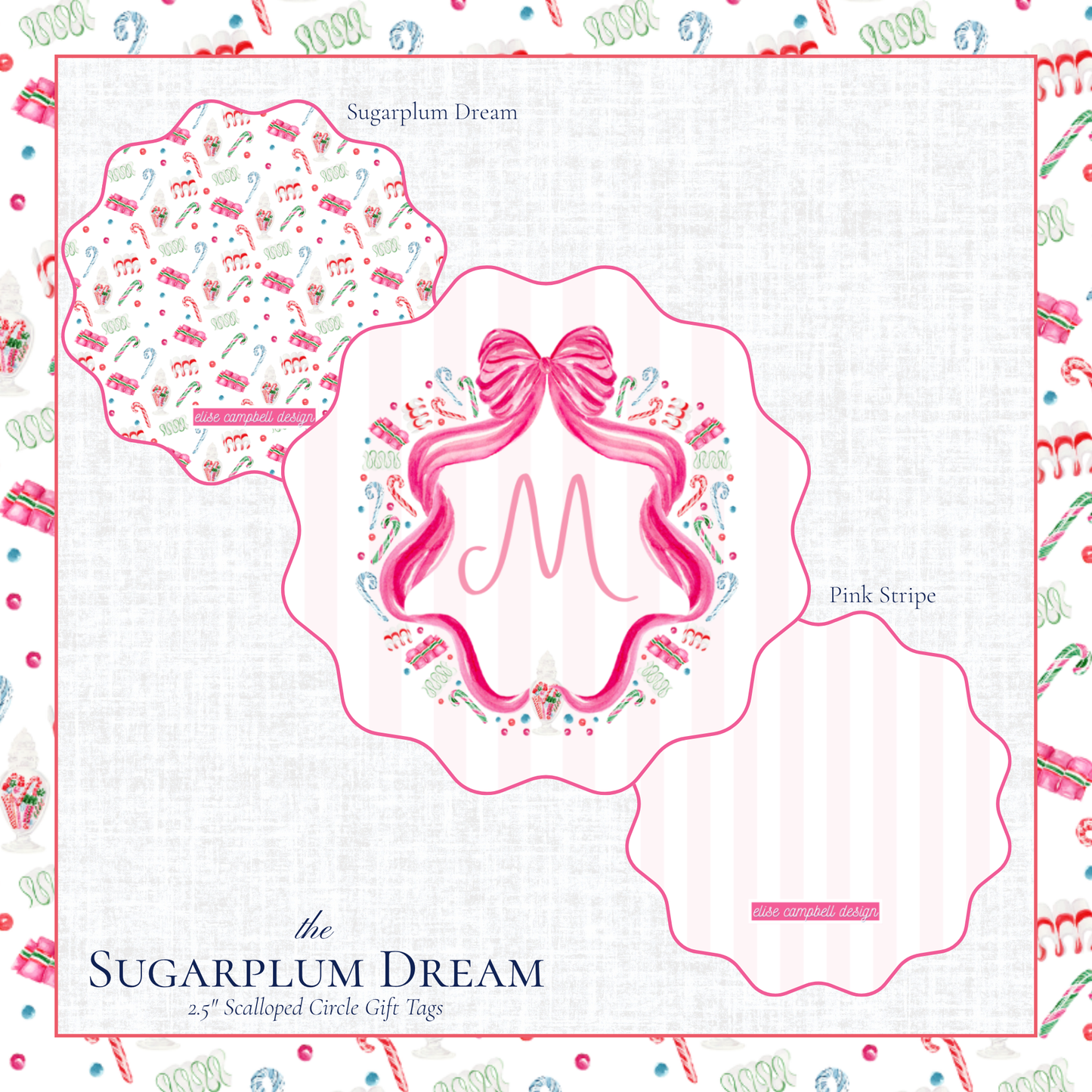 Sugarplum Dreams Gift Tag - Scalloped Circle