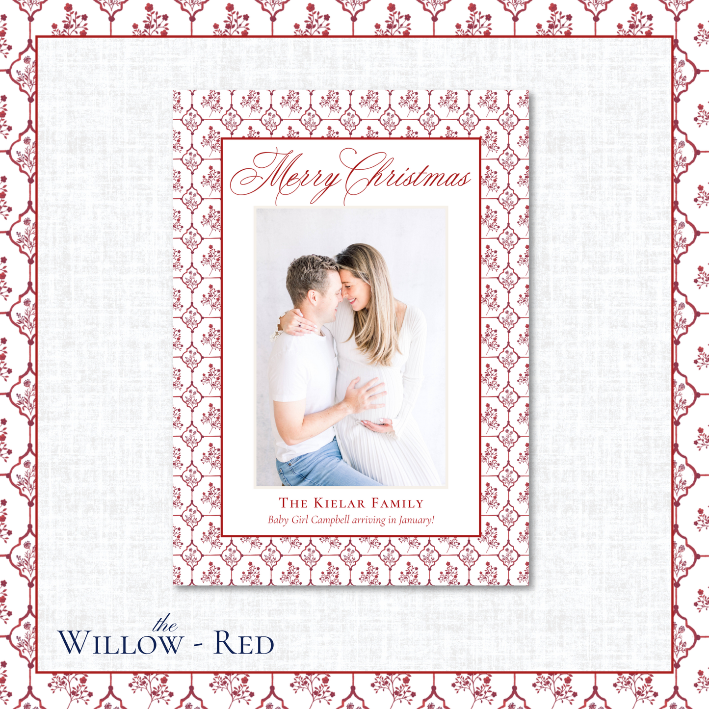 Willow Holiday Card | Vertical | Red