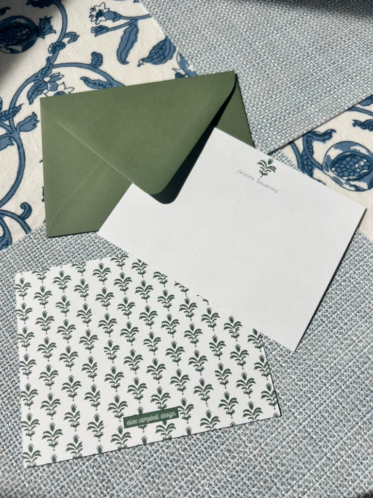 Evergreen Blockprint Notecards