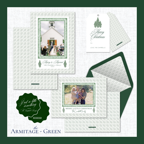 Load image 1 in gallery view. Armitage Holiday Card | Horizontal | Green