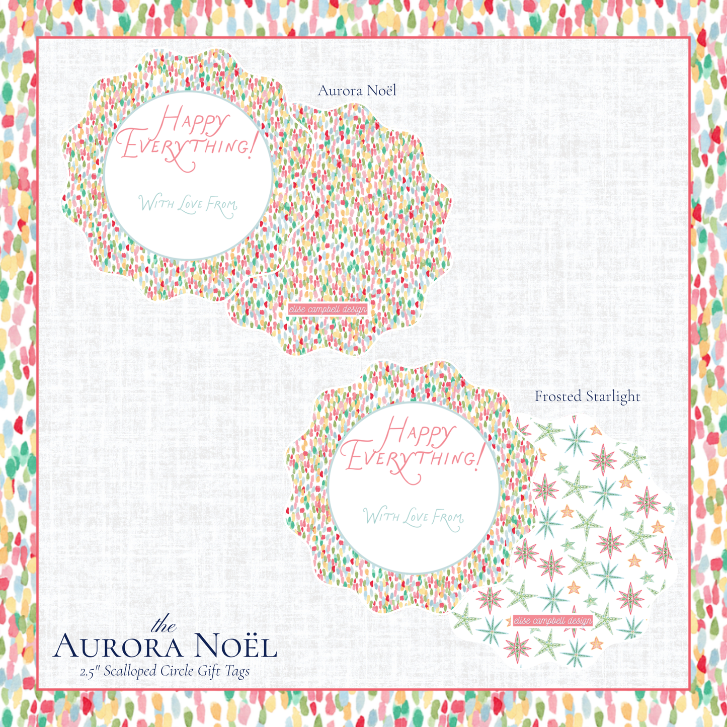 Aurora Noël Gift Tag - Scalloped Circle