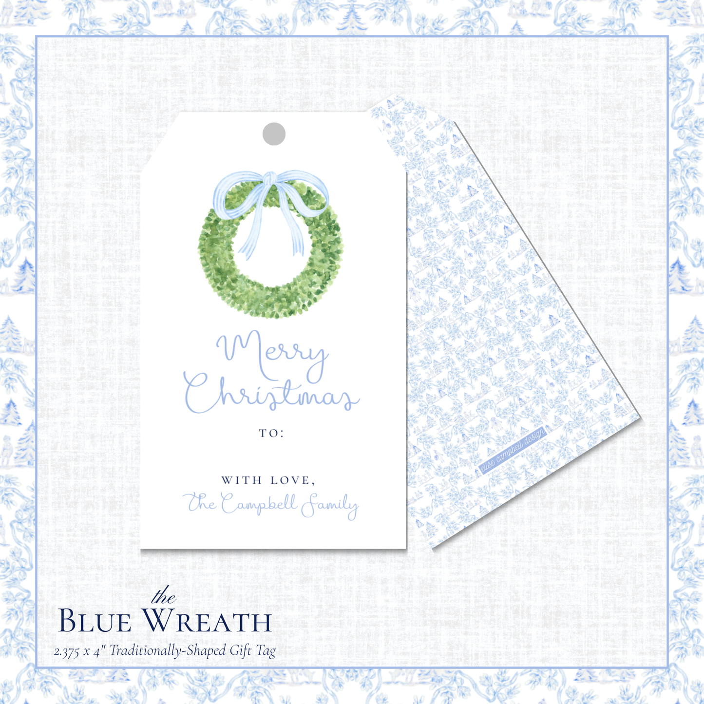 Blue Wreath Gift Tag