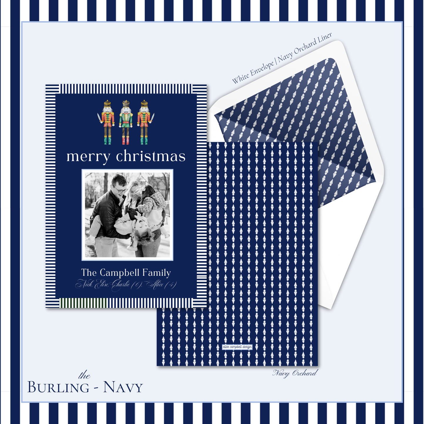 Burling Holiday Card | Vertical | Navy
