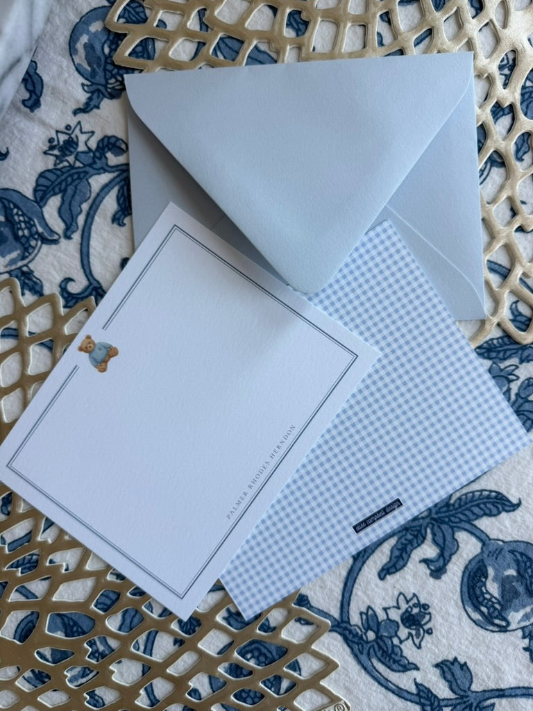 Heirloom Teddy Bear Notecards | Blue