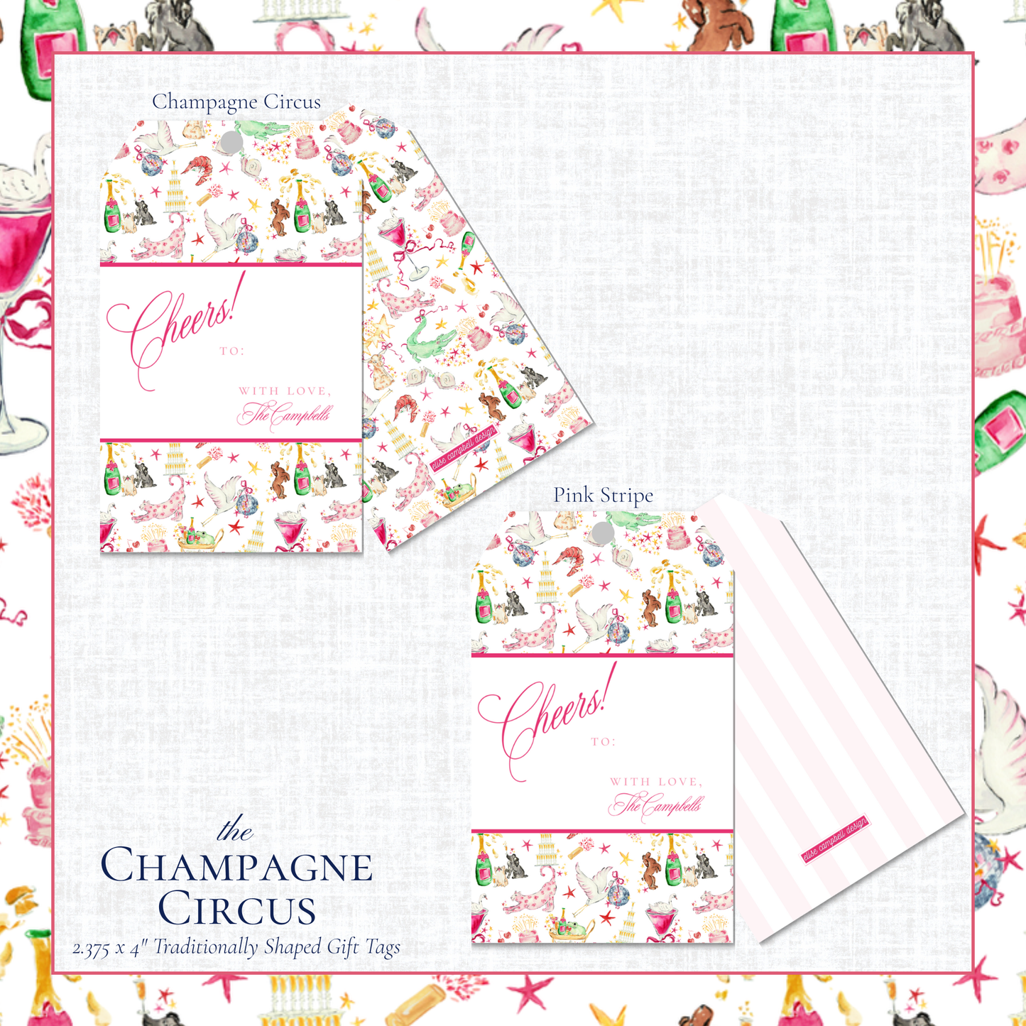 Champagne Circus Gift Tag - Traditional