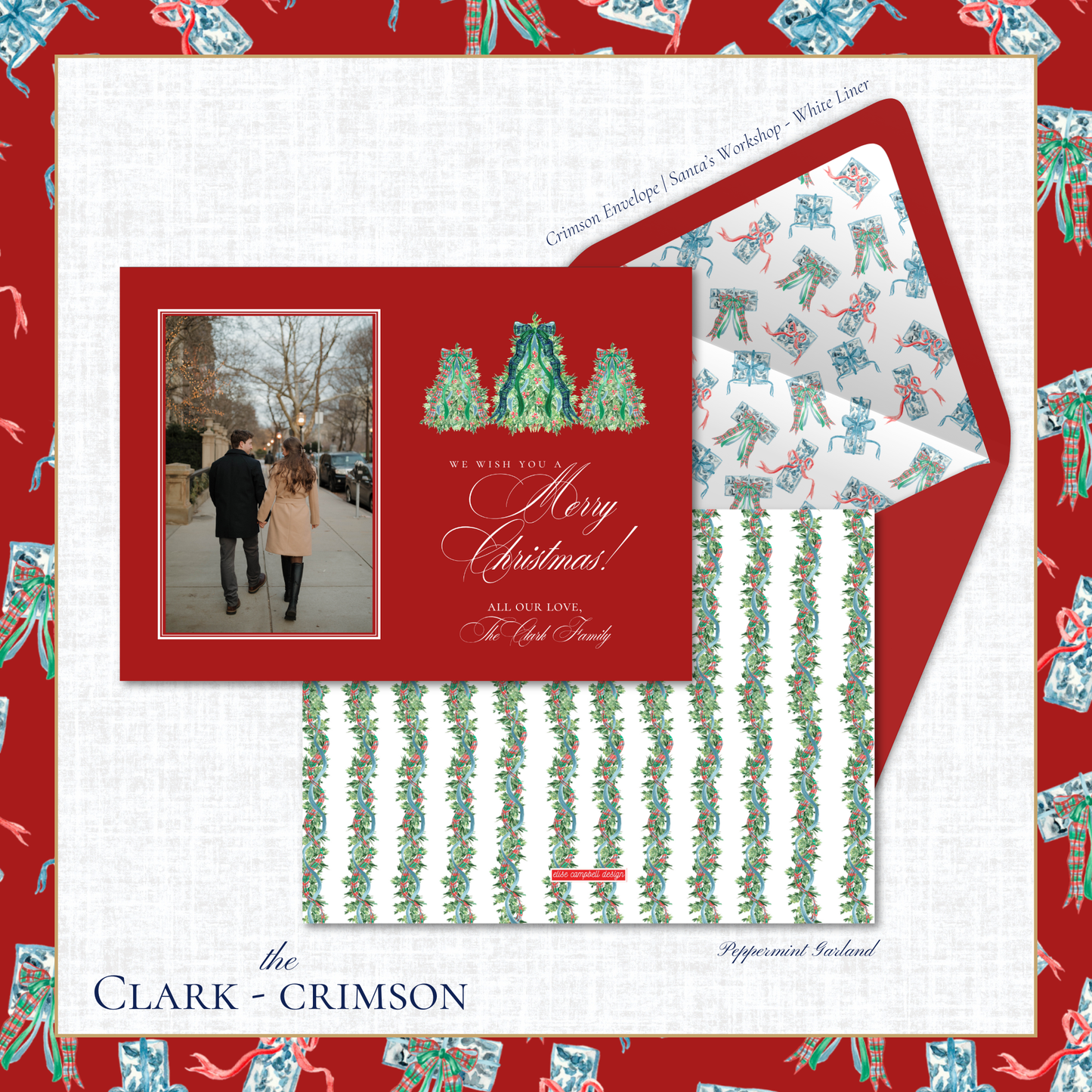 Clark Holiday Card | Horizontal | Crimson
