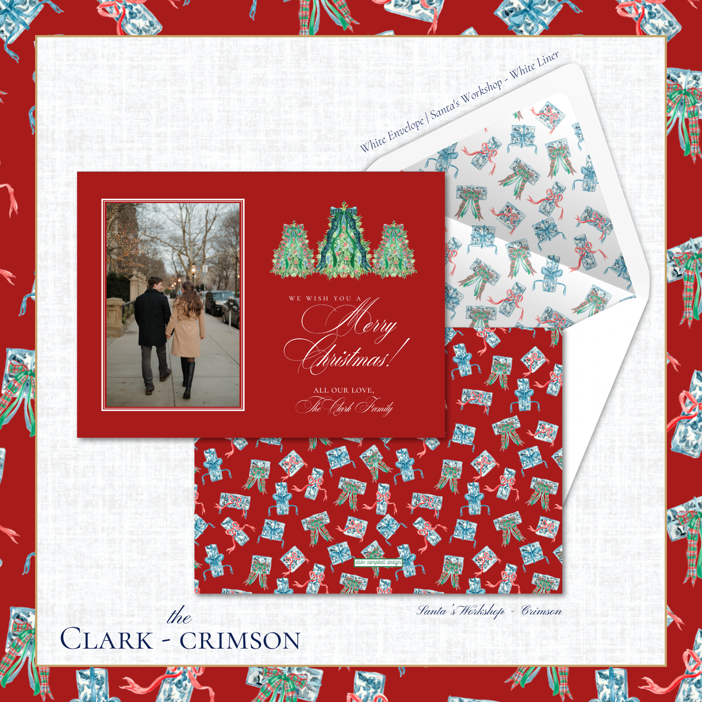 Clark Holiday Card | Horizontal | Crimson