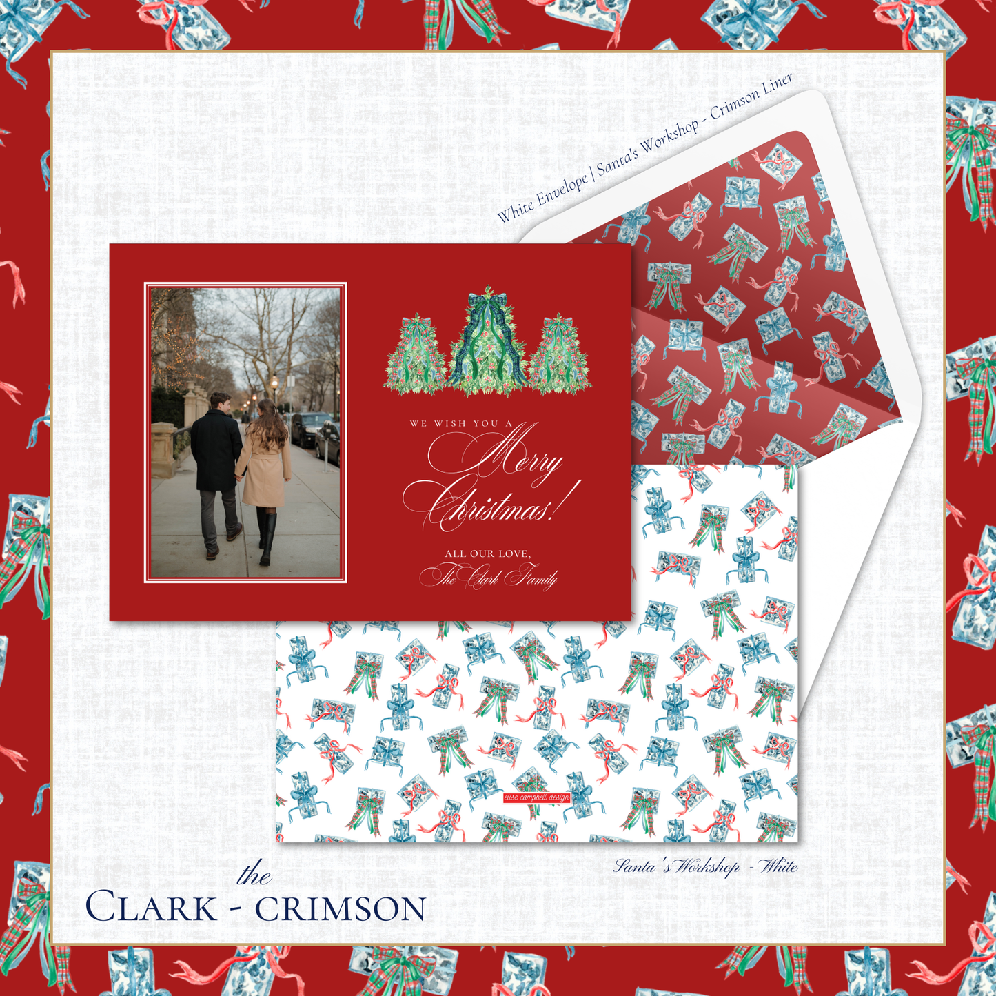 Clark Holiday Card | Horizontal | Crimson