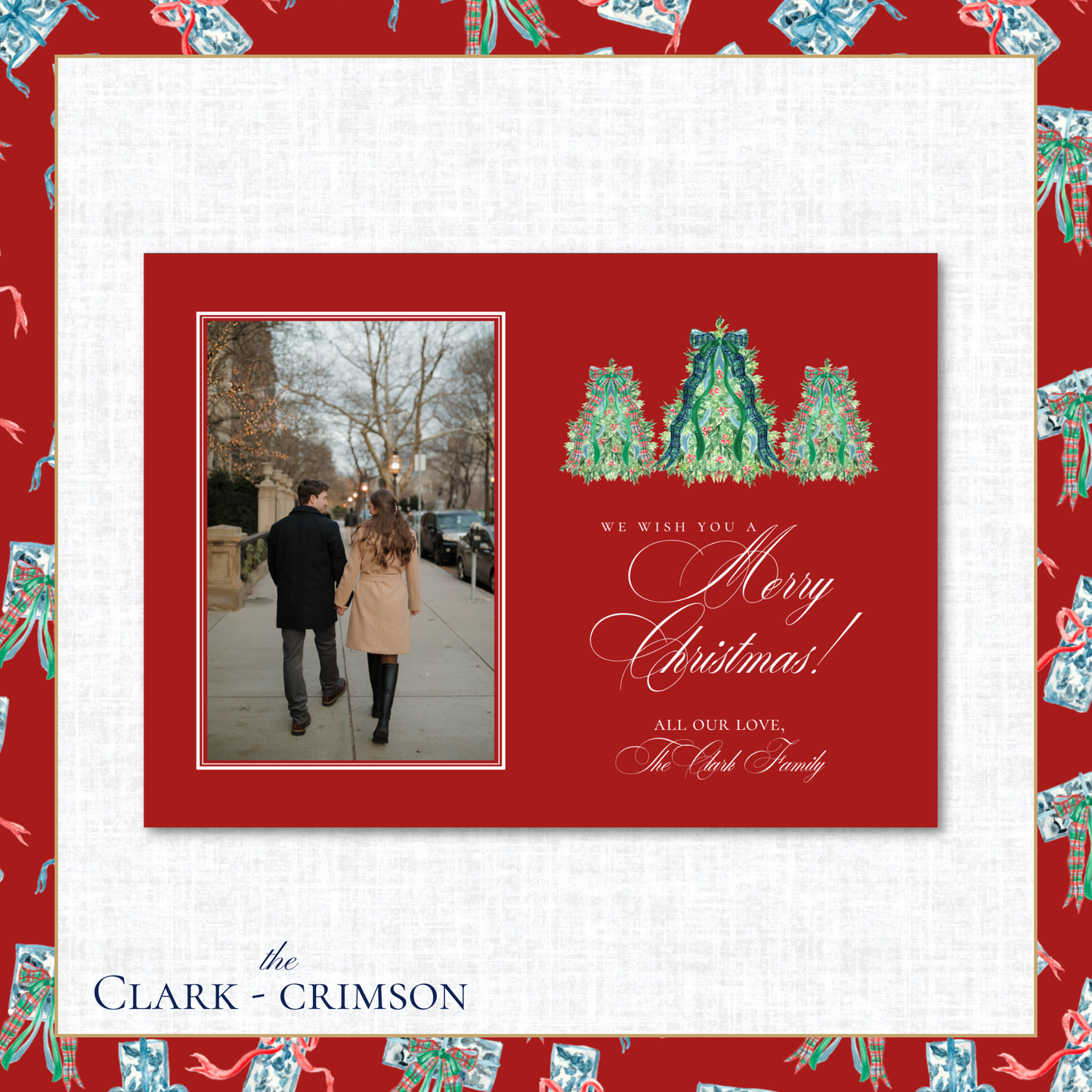 Clark Holiday Card | Horizontal | Crimson