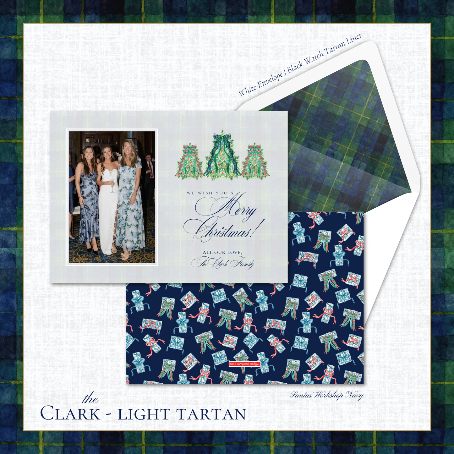 Clark Holiday Card | Horizontal | Light Tartan