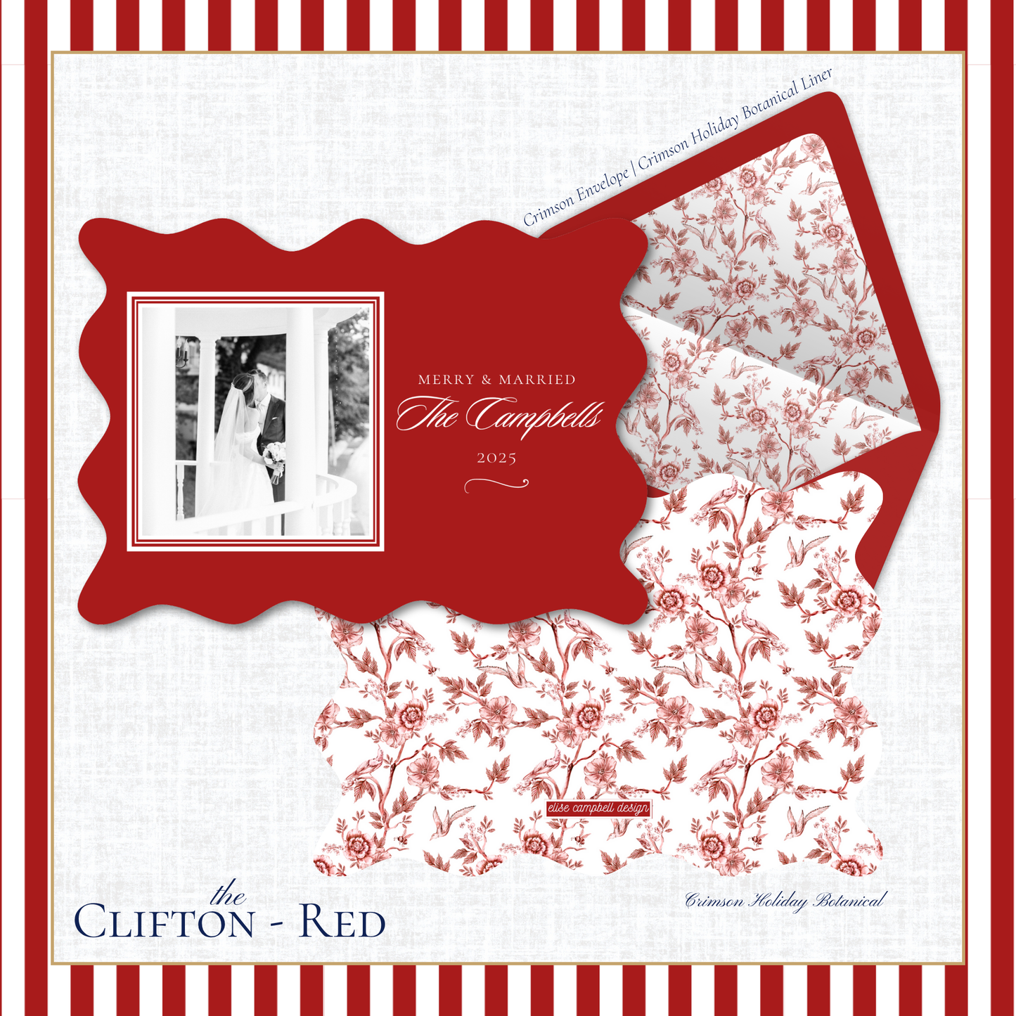 Clifton Holiday Card | Horizontal | Crimson