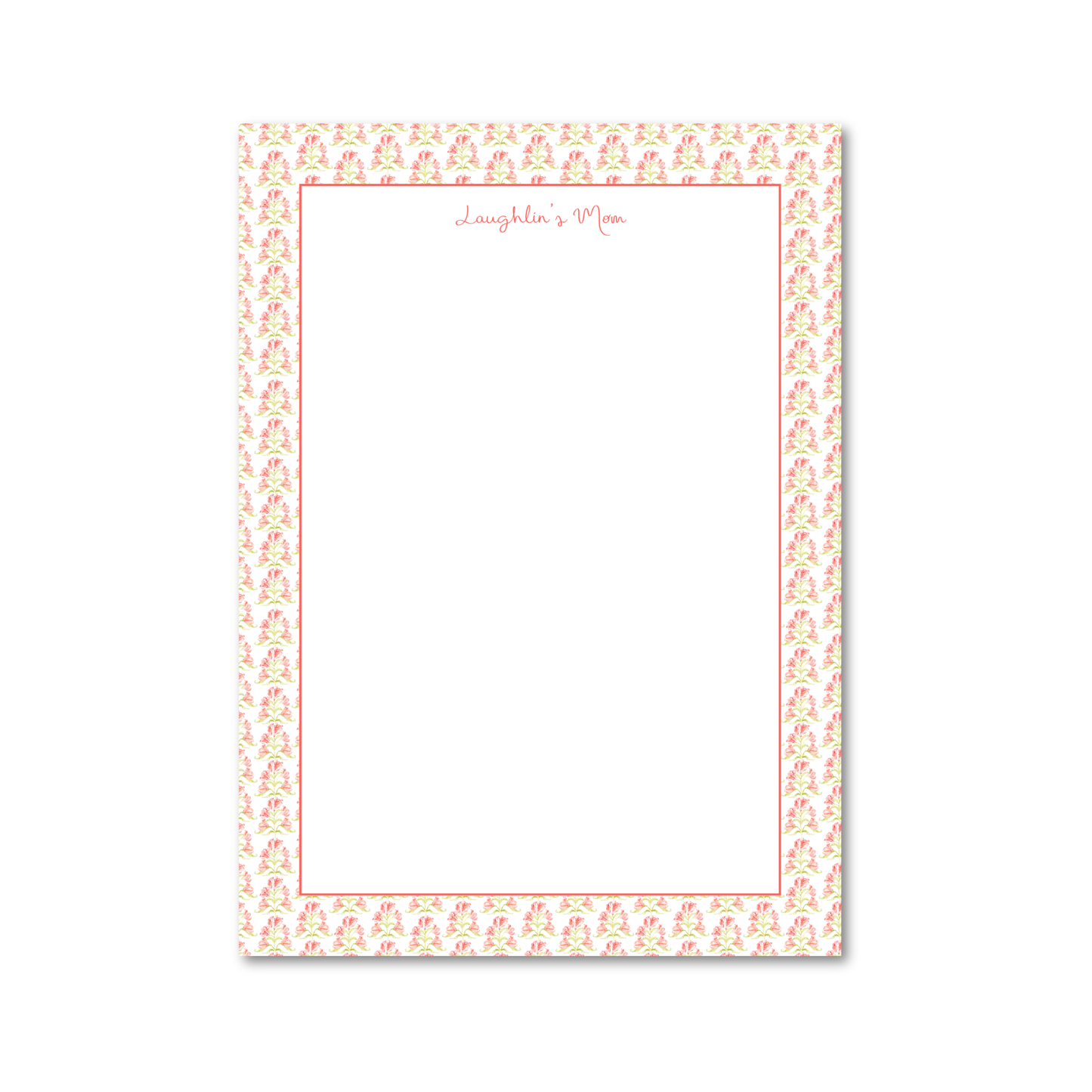 Coral Block Print | Custom 5x7 Notepad