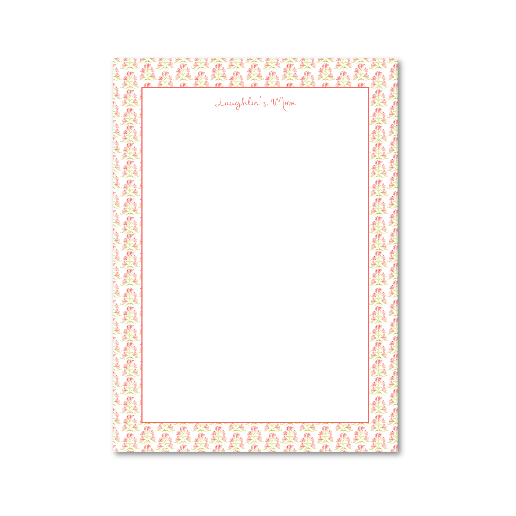 Coral Block Print | Custom 5x7 Notepad