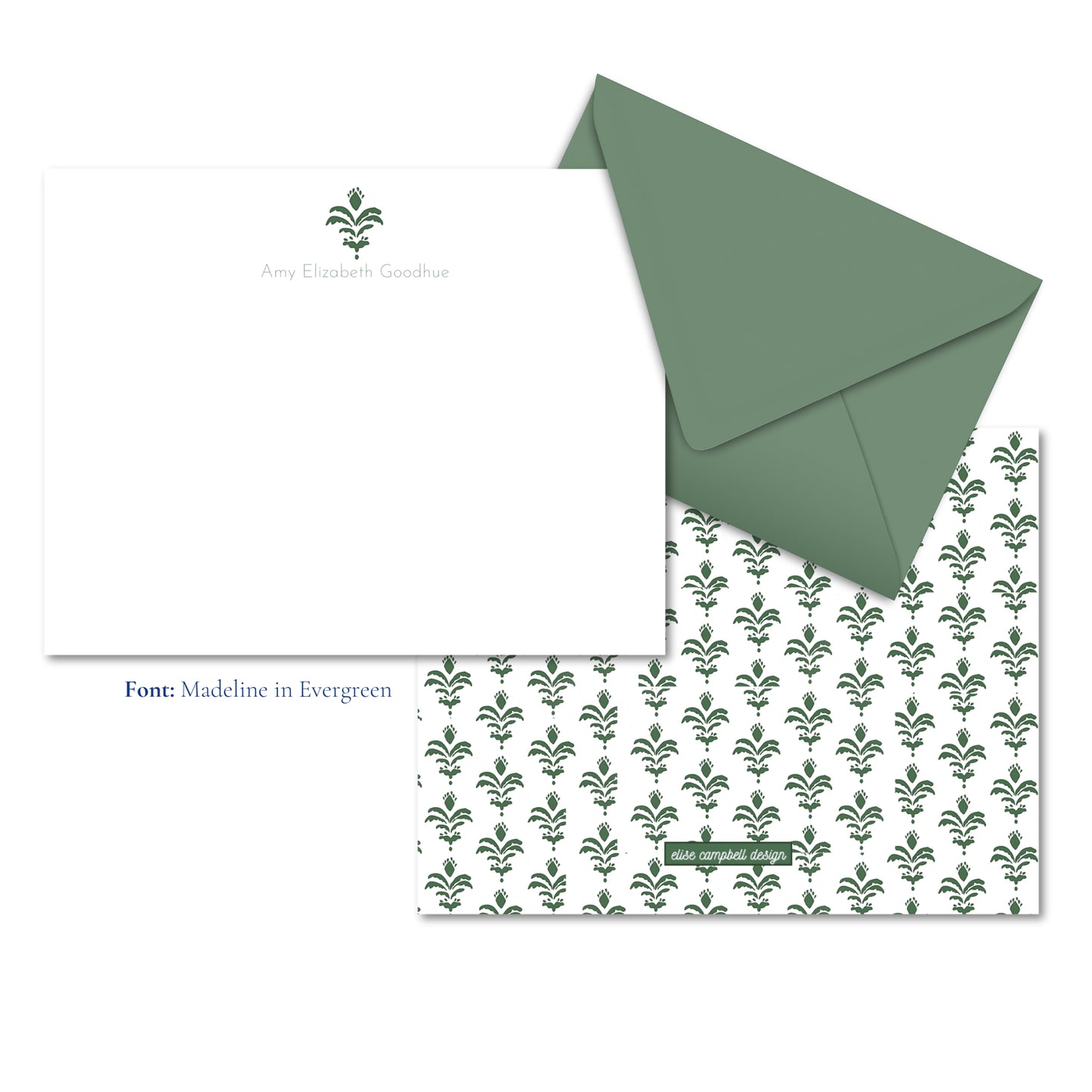 Evergreen Blockprint Notecards