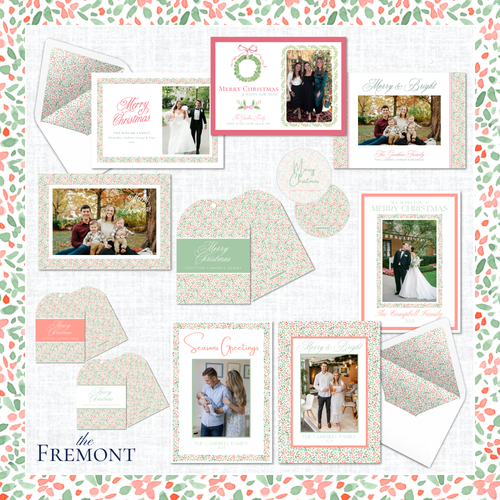 Load image 1 in gallery view. Fremont Holiday Card | Horizontal | Holly Wreath