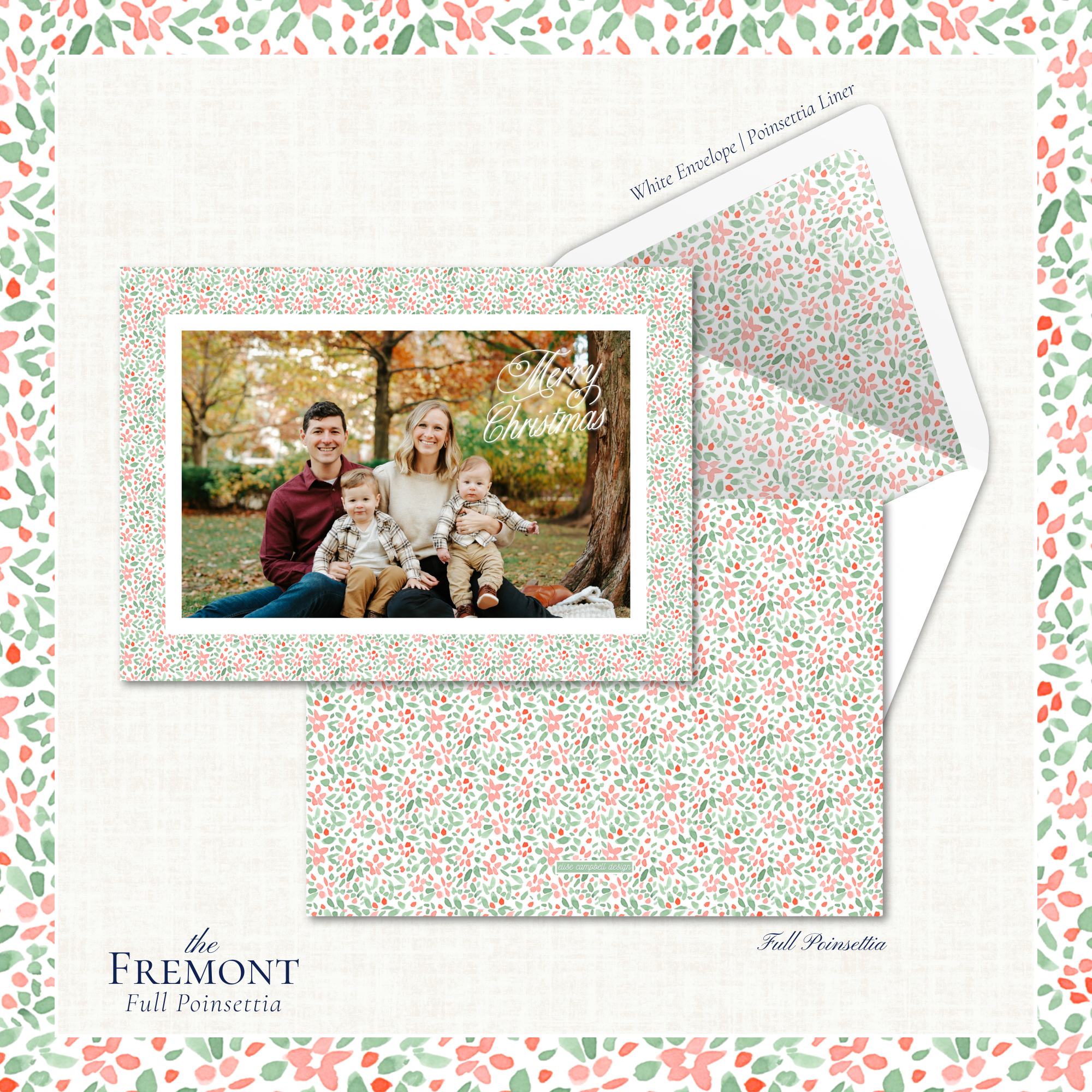 Fremont Holiday Card | Horizontal | Full Poinsettia