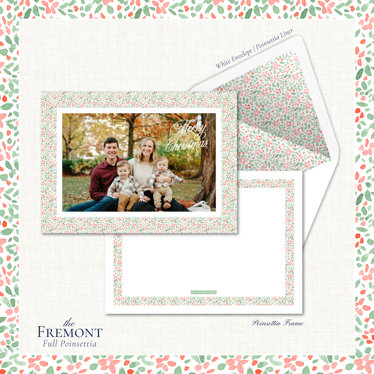 Fremont Holiday Card | Horizontal | Full Poinsettia