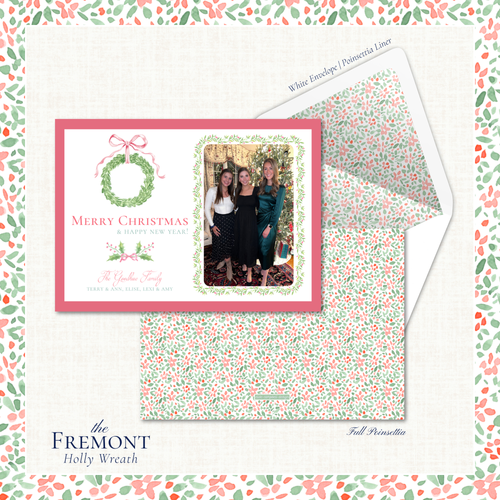 Load image 1 in gallery view. Fremont Holiday Card | Horizontal | Holly Wreath
