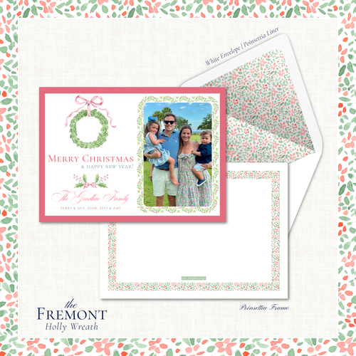 Load image 1 in gallery view. Fremont Holiday Card | Horizontal | Holly Wreath