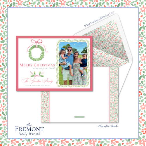 Load image 1 in gallery view. Fremont Holiday Card | Horizontal | Holly Wreath