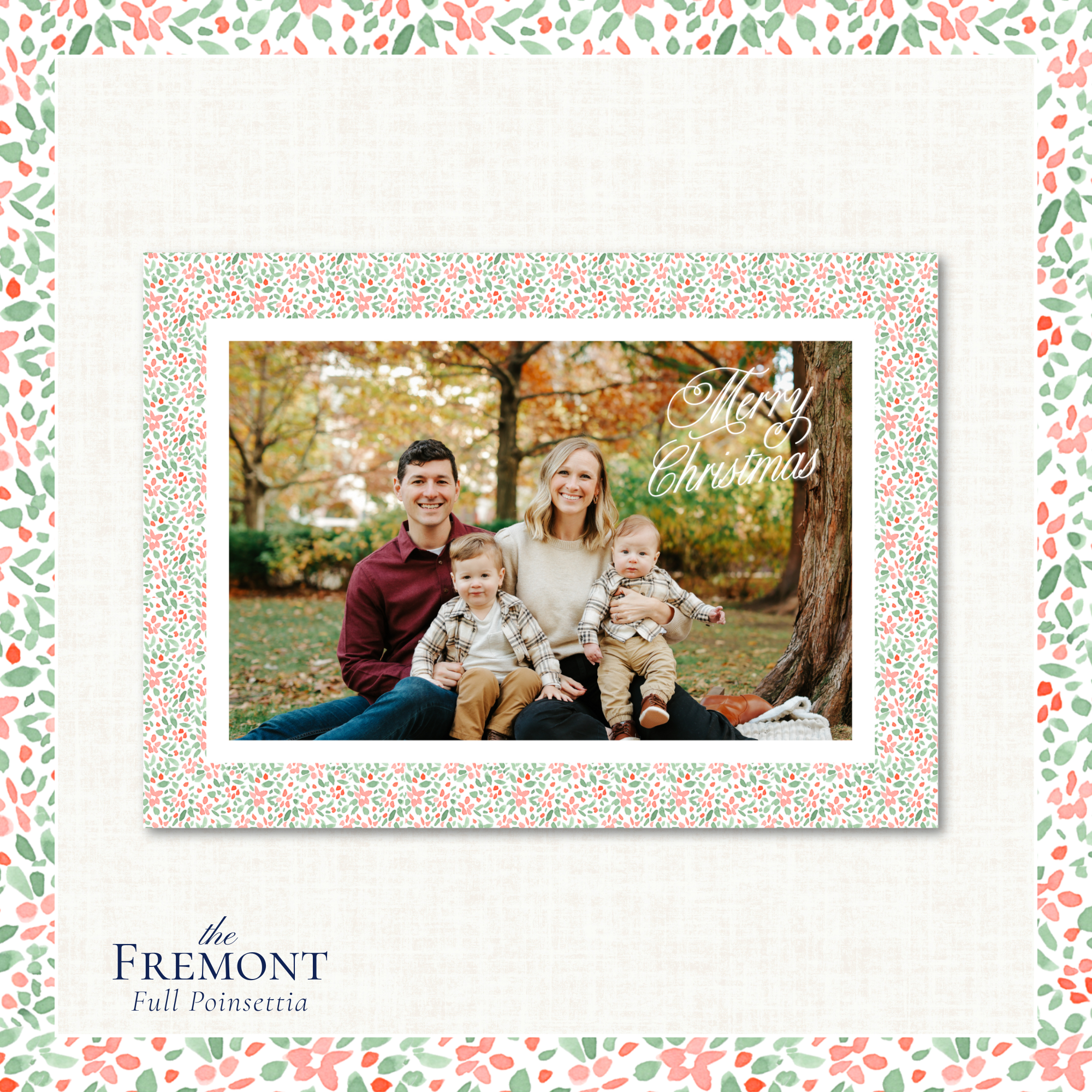 Fremont Holiday Card | Horizontal | Full Poinsettia