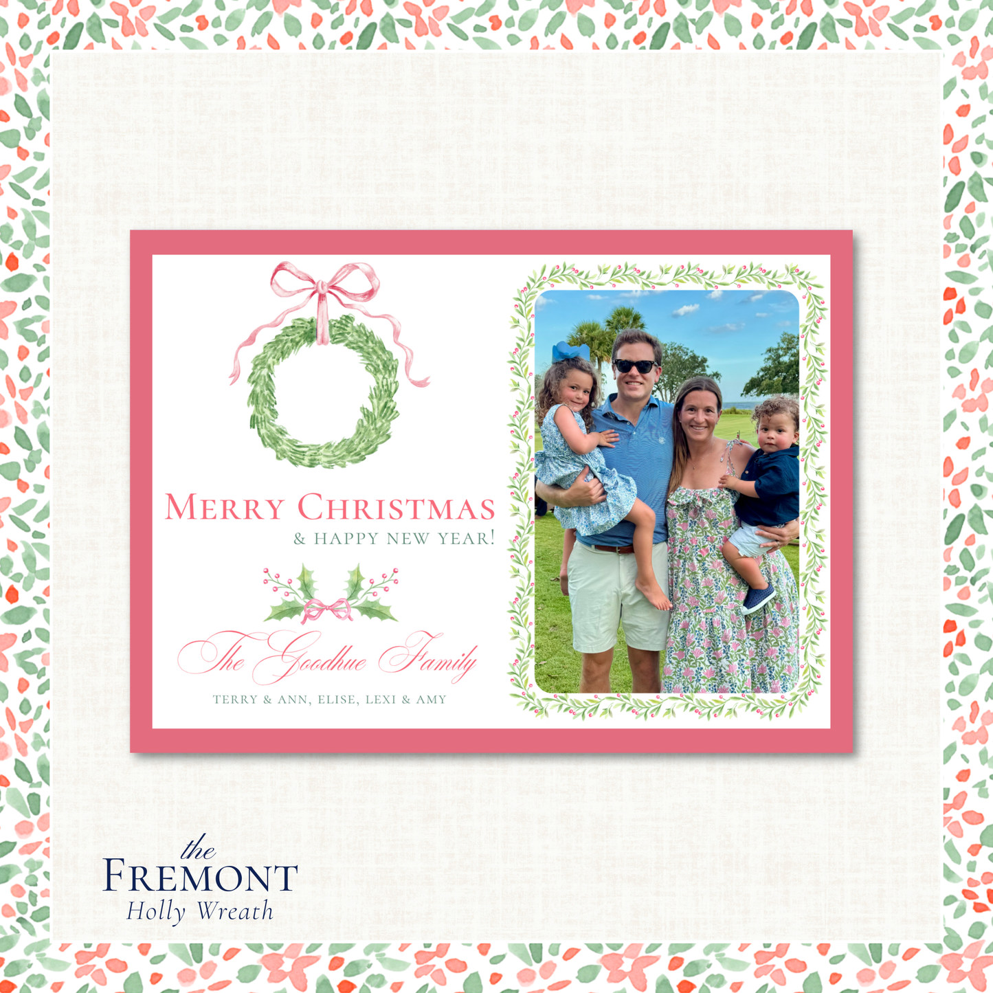 Fremont Holiday Card | Horizontal | Holly Wreath