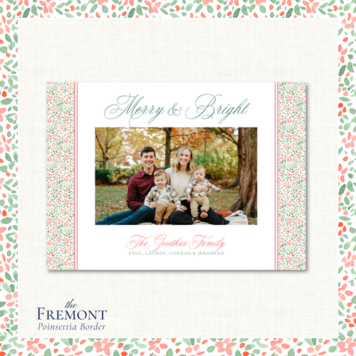 Load image 1 in gallery view. Fremont Holiday Card | Horizontal | Poinsettia Border