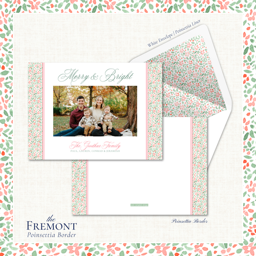Load image 1 in gallery view. Fremont Holiday Card | Horizontal | Poinsettia Border