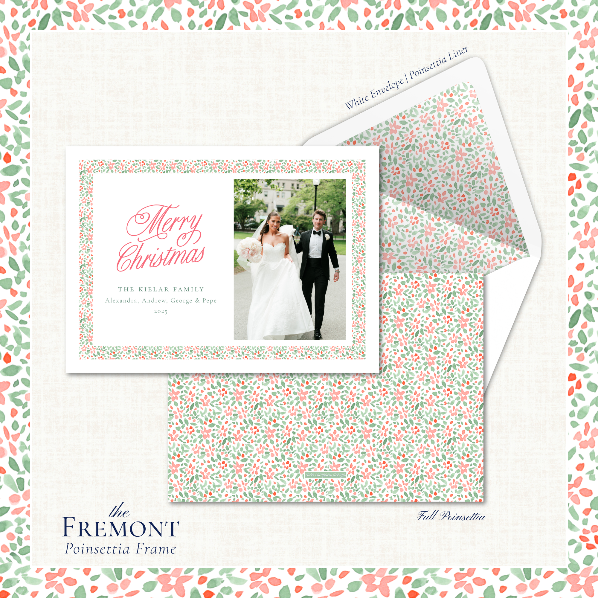 Fremont Holiday Card | Horizontal | Poinsettia Frame
