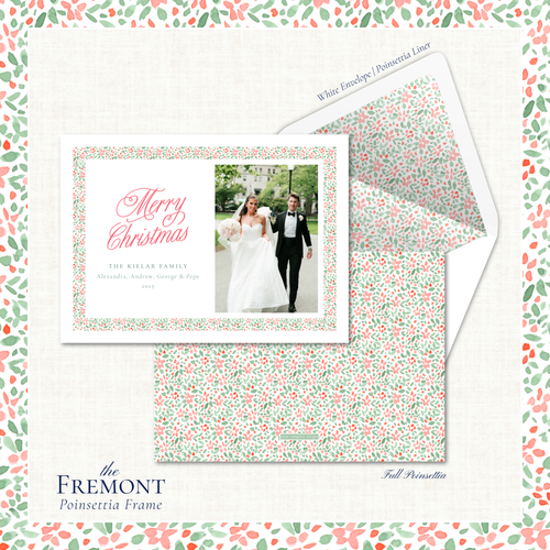 Load image 1 in gallery view. Fremont Holiday Card | Horizontal | Poinsettia Frame