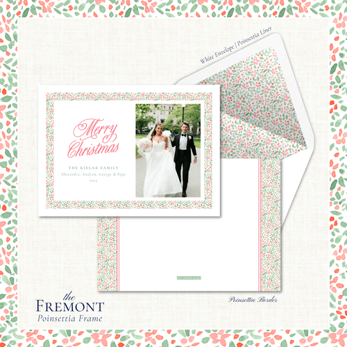 Load image 1 in gallery view. Fremont Holiday Card | Horizontal | Poinsettia Frame