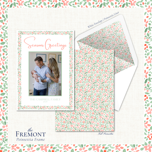 Load image 1 in gallery view. Fremont Holiday Card | Vertical | Poinsettia Frame