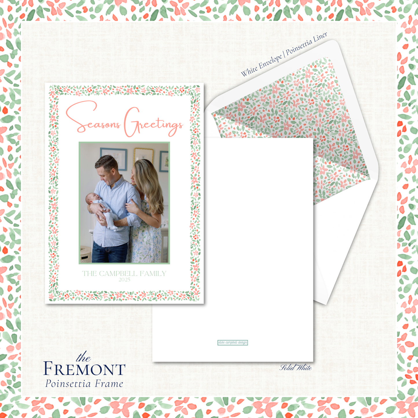 Fremont Holiday Card | Vertical | Poinsettia Frame