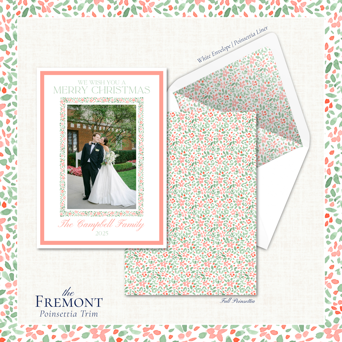 Fremont Holiday Card | Vertical | Poinsettia Trim