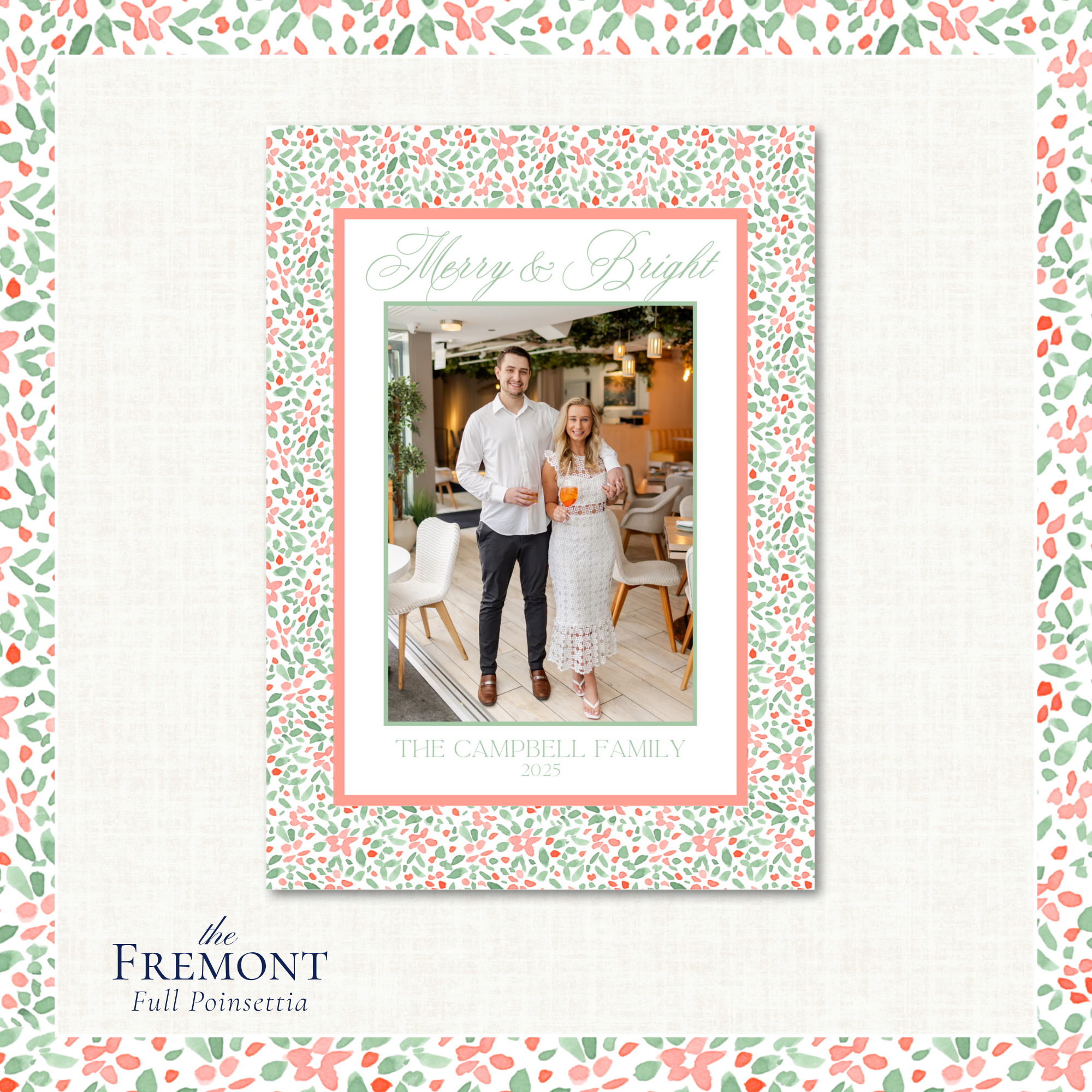 Fremont Holiday Card | Vertical | Full Poinsettia