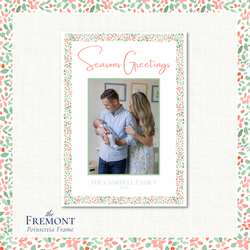 Load image 1 in gallery view. Fremont Holiday Card | Vertical | Poinsettia Frame