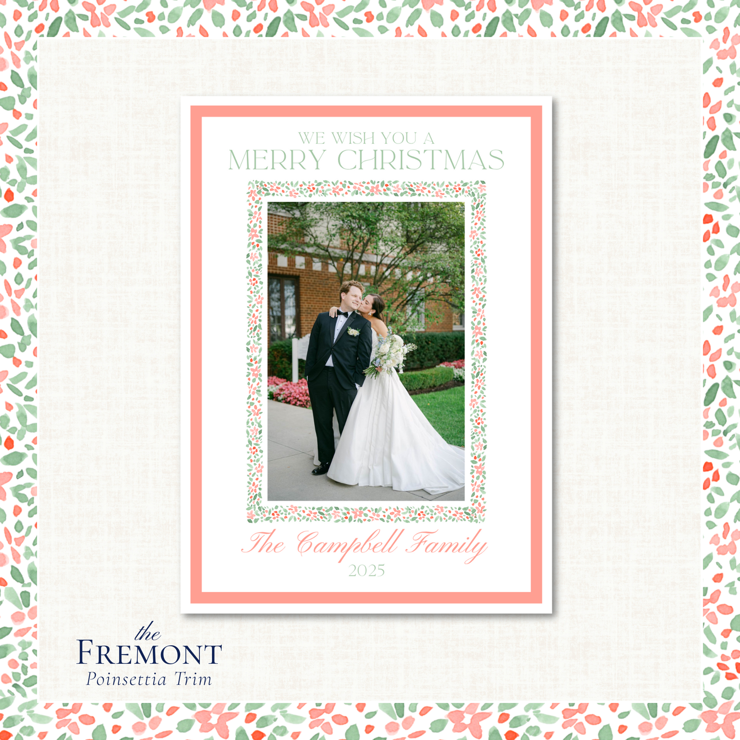 Fremont Holiday Card | Vertical | Poinsettia Trim
