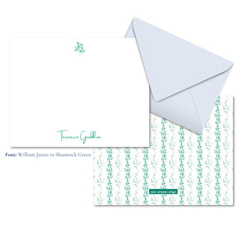 Load image 1 in gallery view. Green Watercolor  Stripe Notecards
