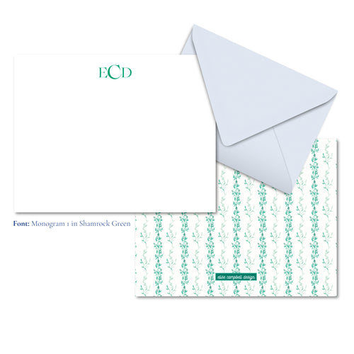 Load image 1 in gallery view. Green Watercolor  Stripe Notecards