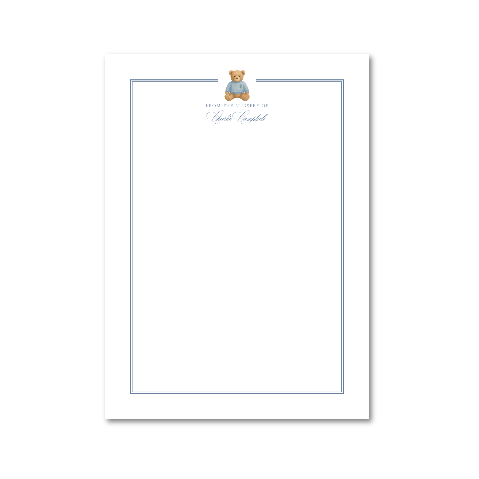 Heirloom Teddy Bear - Blue | 5x7 Custom Notepad